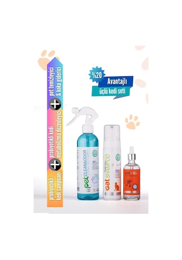 Vetorin 3'lü Kedi Seti Nemlendiricili Tüy Bakımı Koku Önleyici Metabolizma Düzenleyici