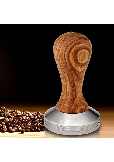 Geeksen Stahl Gövde Kahve Tamperi, 58mm Eğik Taban, Ahşap Saplı, Profesyonel Espresso Sıkıcı, Lezzeti Artırır Çok Renkli