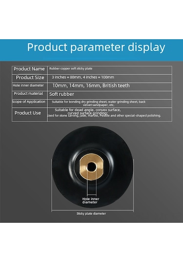 Youmex Esnek Lastik Uçlu Taş İşleme Fırçası - Evrensel Yapıştırıcı, M10 Delikli 3 İnç 8 Cm Otomatik Tutucu Disk, Köşe Freze İçin Uyumlu