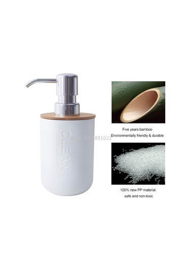 Bambu Ahşap Sıvı Sabunluk Şampuan Şişesi El Temizleyici Duş Jeli Sabun Şişesi El Sabunu Dispenseri