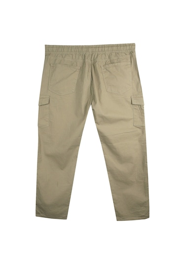 Kargo Cepli 100 Kilo-180 Kilo Arası Için Uygun Erkek Büyük Beden Gabardin Pantolon Bej