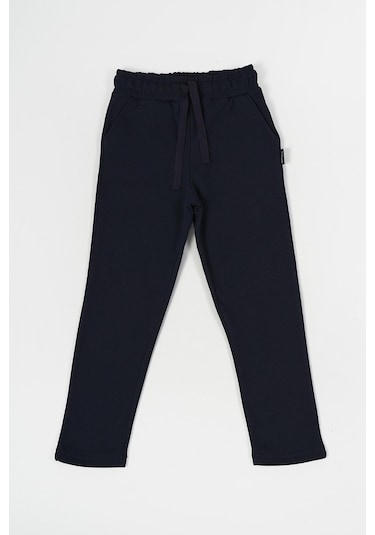 Siyah-lacivert Antrasit Kalın Pamuklu Beli Lastikli Yan Cepli 3'lü Erkek Çocuk Eşofman Altı 001