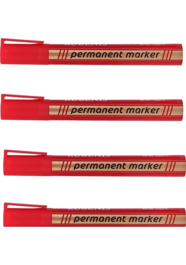 Rubenis Yuvarlak Uç Permanent Markör Kırmızı 4 Adet