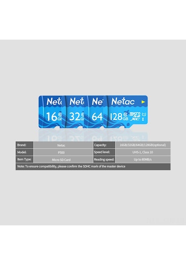 Netac 16gb Tf Kart Büyük Kapasite Micro Sd Kart Uhs-1 Sınıf 10 Yüksek Hızlı Hafıza Kartı Kamera Dashcam Monitörler Micro Sd Kart