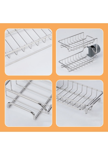 Xindoker 201 Paslanmaz Çelik Çift Katlı Lavabo Rakası - Hızlı Kurutma, Gizli Kanca Ve Havlu Asma Barı İle Sıfır Yer Kaplama Mutfak Organizer 18-22mm Boru Uyumlu Gümüş