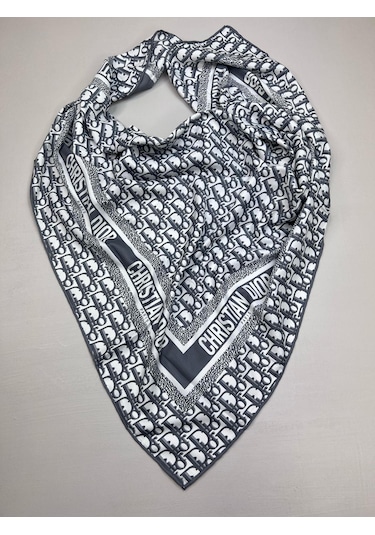 Şalcı Eşarp Dior İthal Twil İpek Eşarp 90x90 Gri
