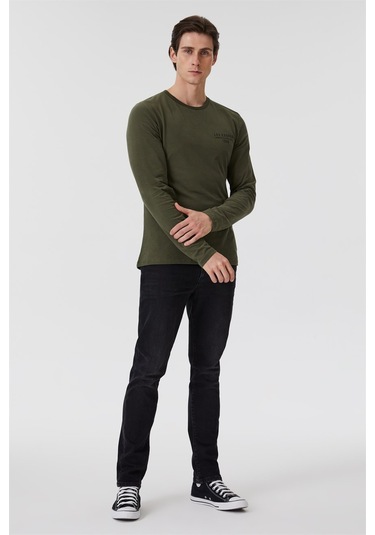 Lee Cooper Renzo Erkek O Yaka Uzun Kol T-Shirt Haki-15359 Haki