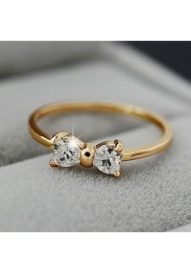 3 Pcs Women Fashion Crystal Bowknot Cubic Zirconia Rings Gold Çok Renkli