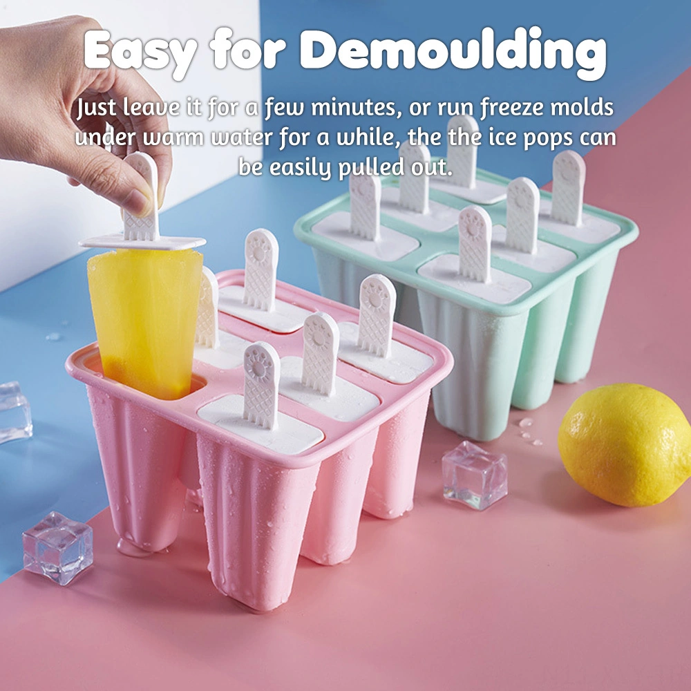 Yaleker Mavi Silikon Buz Pop Kalıbı 10 Bölmeli, Uzun Kolu Ve Bağımsız Kapaklı Dondurma/şerbet Kalıbı Seti Çok Renkli