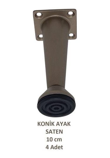 Adilon Konik Ayak, Saten, 10 Cm, 4 Adet Dolap, Mobilya, Puf Ayağı Vidaları Hediye Saten
