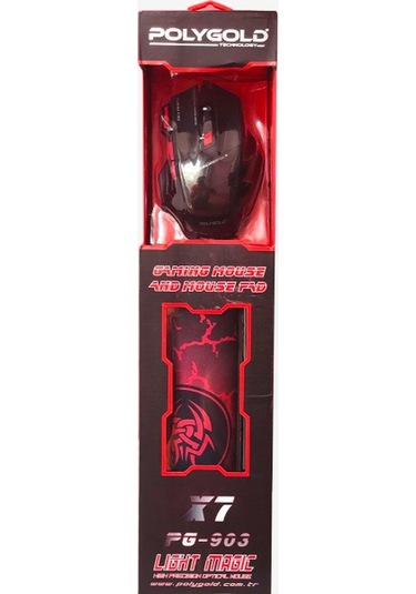 Polygold PG-903 Oyuncu Işıklı Mouse + Mouse Pad Seti