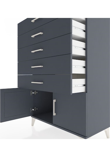 Hyperion Dolap 5 Çekmeceli 2 Kapaklı 88x44x134 Antrasit-antrasit Antrasit