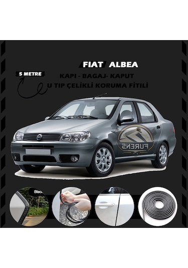 Fiat Albea Oto Araç Kapı Koruma Fitili 5 Metre Parlak Siyah Renk