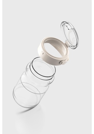 Renga Mono 1700 Ml Bej Kapaklı 3'lü Cam Kavanoz Seti 131072 Bej