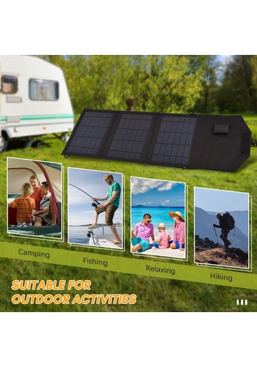 Hfambition 10.5w Çok Kristal Silikon Güneş Paneli, Usb Çıkışlı, 3 Katlı, Taşınabilir Güneş Şarj Cihazı 2a, 5v