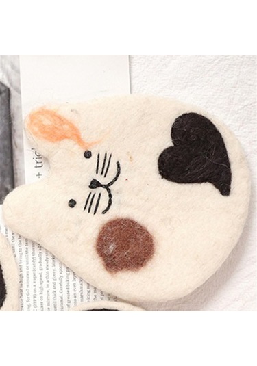 El Yapımı Keçe Yün Kedi Bardak Altlıkları Masa Ve Masa İçin-yavru Kedi Bardak Altlığı Çok Renkli