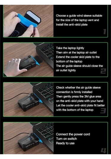 Tüm Dizüstü Bilgisayar Boyutları İçin Dizüstü Bilgisayar Soğutucu Hava Soğutucu Harici Egzoz Soğutma Fanı Taşıması Kolay