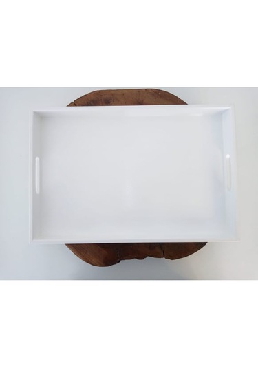 Beyaz Sunum Tepsisi Dekoratif Kahve, Söz, Nişan, Sunum , Beyaz Ahşap Servis Tepsisi Beyaz