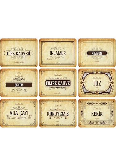 Plastik Kavanoz Seti Ve Gıda Temalı Etiketler Amber