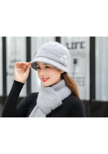 Arion Hs-01x Şık Şapka/bere Ve Atkı Takımı Gri