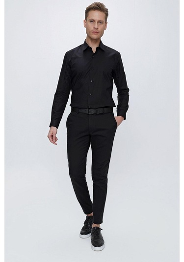 P 1112 Slim Fit Siyah Spor Pantolon Siyah