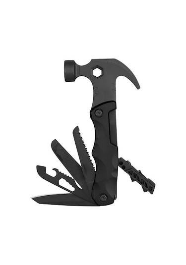 Valkyrie Çok Fonksiyonlu Çekiç Çakı Çantalı Kamp Outdoor Testere Tornavida Seti Siyah