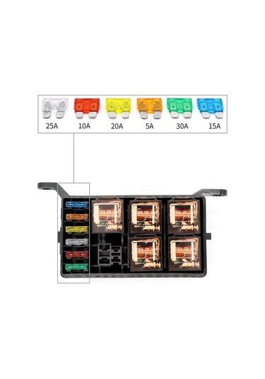 Xindoker Araçlar İçin 12 Lü Slotlu Röle Ve Sigorta Kutusu Seti - 6 Röle + 6 Sigorta 5a-30a Universal Abs Metal Malzeme Yeni Ürün