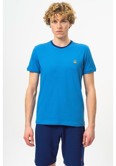 Benetton Bnt-m20461-23y Erkek T-shirt BNT-M20461-R1161 Mavi