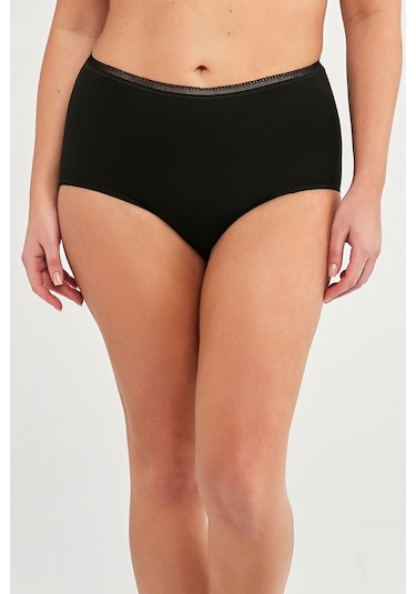 Penti Maxi Siyah-Ten Pamuklu Yüksek Bel 2li Slip Külot