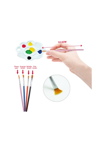 Symbee 6 Adet Pvc Dinozor, 36 Renkli Boya, 6 Fırça İle El Yapımı Boyama Seti - Çocuklar İçin Sanatsal Çalışma Ve Hayal Gücü Geliştirici