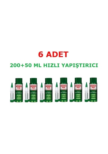 6 Adet Somafix 200+50 Gr Süper Hızlı Yapıştırıcı Mdf Kit Seti