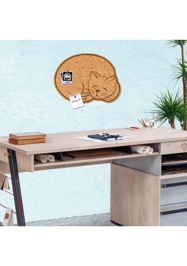 Uyuyan Kedi Mantar Duvar Panosu Arkası Yapışkanlı 42 Cm X 56 Cm
