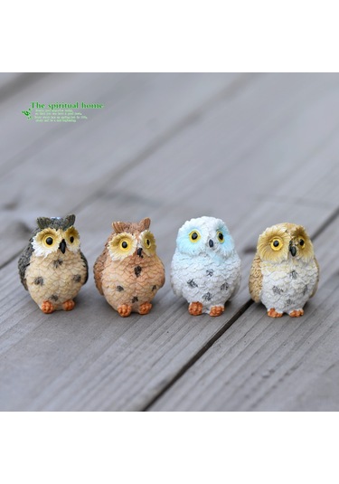 Hangfox Kulaklı Koyu Renkli Ayaklı Baykuş Desenli Reçine Süs Eşyası - Bitki Mikro Manzaralı Ev Dekorasyonu Hediyelik Zakkas 4. Numara