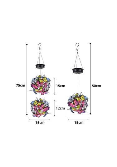 Qingmipy Güneş Enerjili Bahçe Dekoratif Işık: Kelebek Top Asma Işık, Dış Mekan Aydınlatma Ve Şıklık Siyah