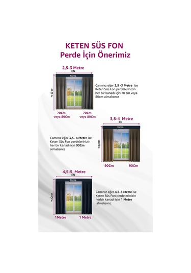 Donatti Acı Kahverengi Düz Keten Fon Perde 1/3 Pile Tek Kanat Acı Kahverengi