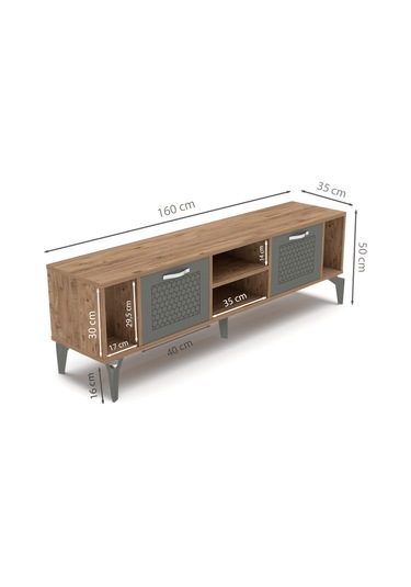 Tv Sehpası Ünitesi Tekli Orta Sehpa 3'lü Zigon Sehpa Set Üç Ürün Atlantik Çam Çok Renkli