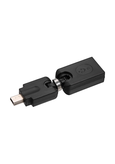 Gajeena Araç Otg Adaptörü Mini Usb 5pin Erkekden Usb2.0 Dişiye 360 Döner 90 Katlanır Siyah Usb Flash Disk, Kart Okuyucu Bağlanır