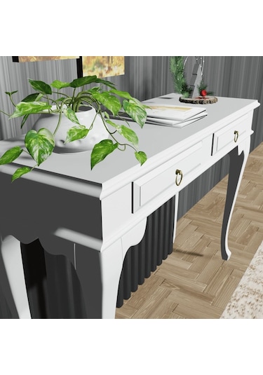 Roys Ahşap 120 Cm Beyaz Çekmeceli Petek Üstü Yüksek  Dresuar Beyaz