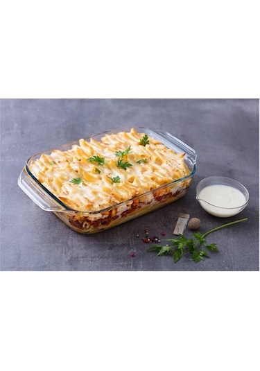 Pyrex Cam Dikdörtgen Fırın Kabı 40x27 Cm Renkli Çok Renkli