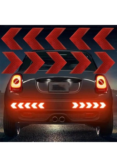 Turuncu 10 Adet Ok Yansıtıcı Yapışkan Bant Etiket Çıkartması Güvenlik Dikkat Uyarı Yansıtıcı Bant Kamyon Motosiklet Bisiklet Kalıplama