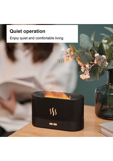 Skycity Siyah Ev Odası Ofis Kullanıma Uygun 180ml Buhar Saçan Ateş Efekti Aromaterapi Makinesi 701 Modeli Nemlendirici Işık