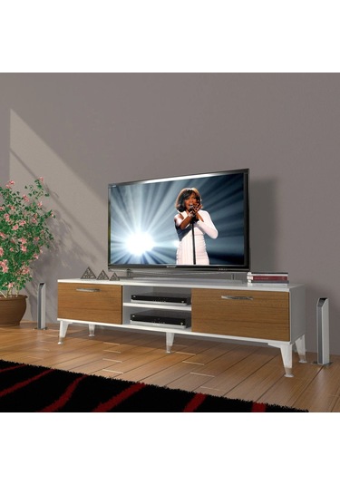 Decoraktiv Eko 140 Mdf Dvd Silver Tv Ünitesi Tv Sehpası - Beyaz - Ceviz Beyaz - Ceviz
