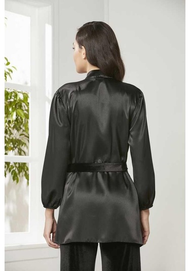 Pierre Cardin 2050 Dantelli Kadife Saten 3'lü Croplu Pijama Takımı 001