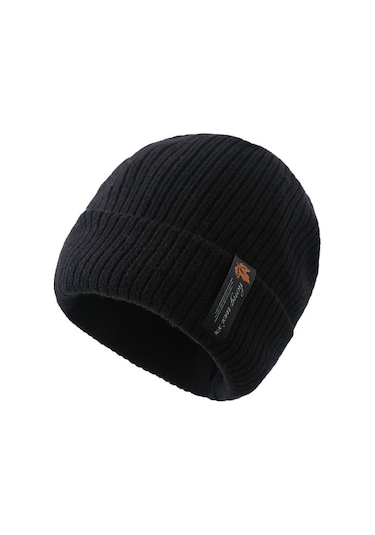 Soğuk Ve Sıcak Yünlü Şapka Kışlık Şapkayı Önlemek Için Düz Renk Artı Polar Örme Şapka Kkhhd6 Beyaz - Siyah