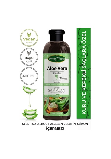Phytoflora Tuzsuz Aloe Vera ve Keratinli Şampuan 400 ML