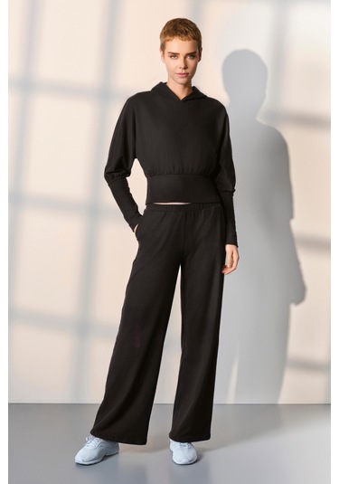 Doreanse Kadın Siyah Kapşonlu Eşofman Pijama Takımı 25k4045-standart Siyah