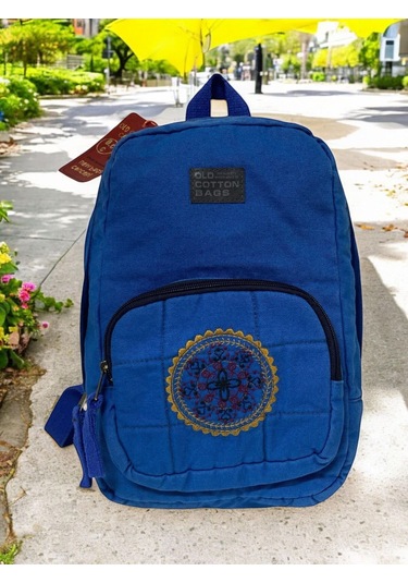 Kaliteli Mini Vintage Salaş Disayn Günlük Sırt Gezi Çantası 19 Cm X 34 Cm Açık Mavi