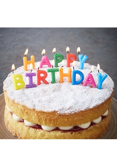 Happy Birthday Yazılabilen Rengarenk Doğum Günü Mumu Çok Renkli