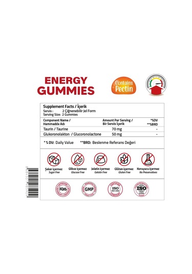 Validus Energy Taurine Glucoronolactone 120 Gummies