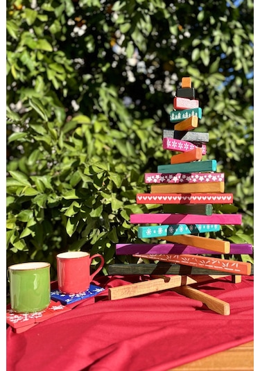 Leftover Ahşap Yılbaşı Ağacı - 54cm Çok Renkli